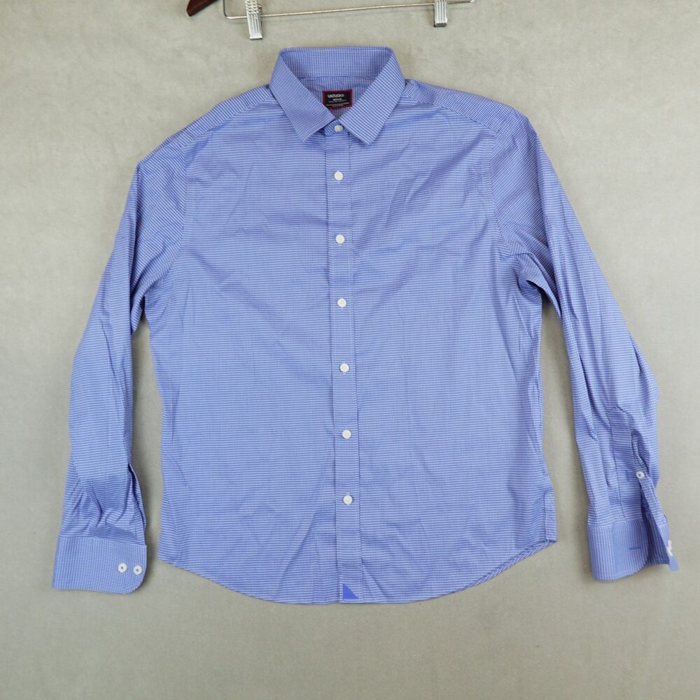 UNTUCKit Shirt Men Medium Wrinkle Free Long Sleeve Deep Powder Blue Kleinwood WF